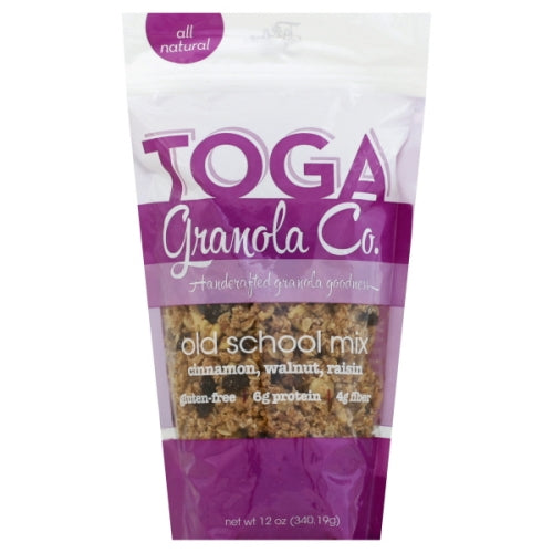 gluten free granola from Toga Granola Co. Walnuts, coconut, raisins, cinnamon, oats, vanilla, honey & coconut oil.